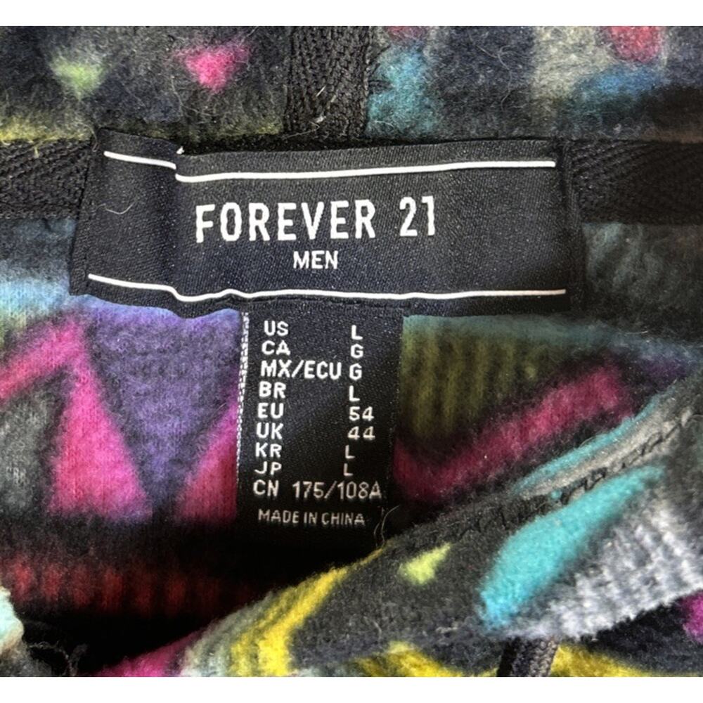 Men's Forever 21 Fleece Pullover Hoodie Aztec Print Size Large Multicolor - Picture 4 of 8
